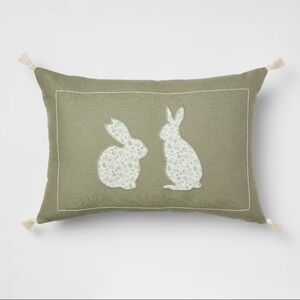 Lumbar Easter Bunny Applique with Tassels Army Green - Threshold w/ Studio McGee